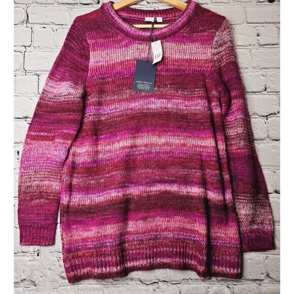 Gap Ombre Soft Stripe Pink Purple Crew Neck Sweater NWT Size S - Picture 1 of 13